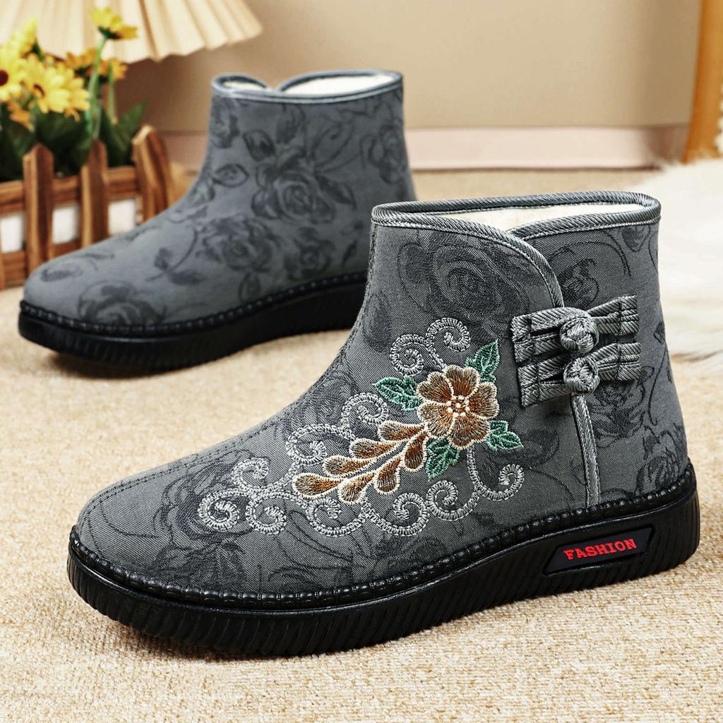 Women's Embroidery Large Size Winter Warm Snow Boots Padded Lining Ankle Boots Anti Slip Outdoor Shoes Hiking Mountaineering Sports Cotton Boots