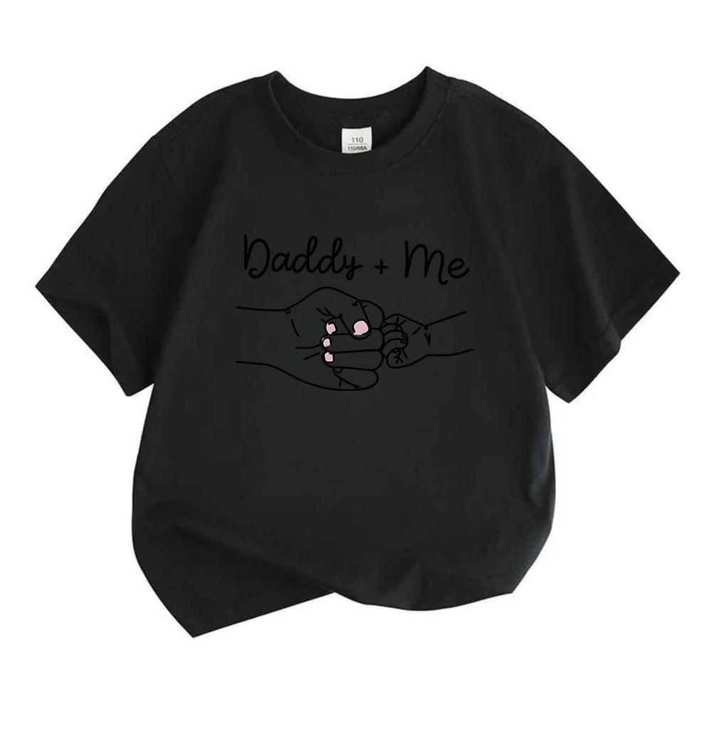 Kids Boys Girls 100% Cotton Crew Neck Short Sleeve T-Shirt, Sweet Daddy and Me Hand in Hand Pattern Casual Soft Tops for Toddlers Family Parent-Child