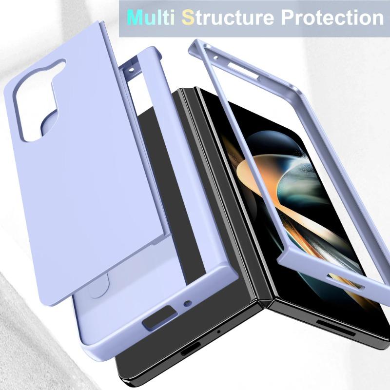 Pure Color Skin Feel Phone Case For Samsung Galaxy Z Fold 7 6 5 4 3 Hard PC Stand Anti-Fall Shockproof Full Protect Cover