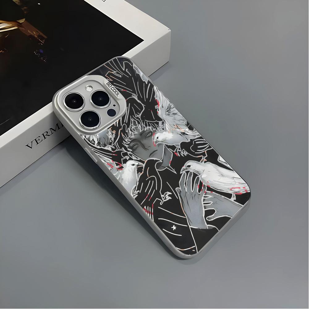 Temu Popular European and American Retro Style Black and White Portrait Pigeon Scratch-resistant and Wear-resistant Apple 17promax Mobile Phone Case