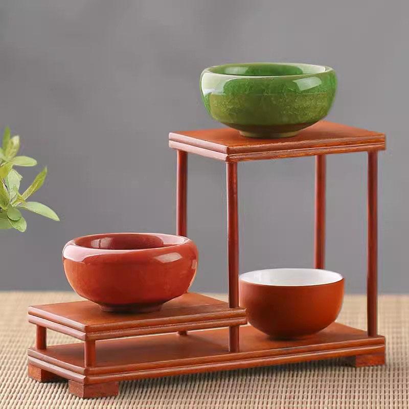 Solid Wood Tea Cup Rack, Mahogany Desktop Storage Rack, New Chinese Tea Pot and Tea Set Display Rack