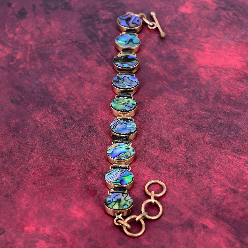 Abalone Shell Gemstone Bracelet Copper Adjustable Chain Bracelet Handmade Jewelry