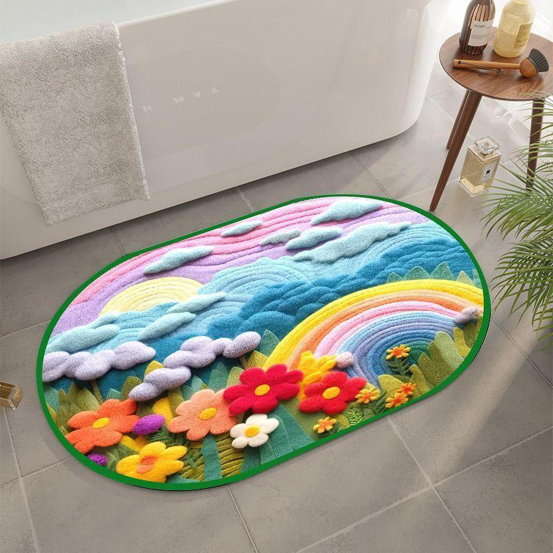 Ins Wind 3D Rainbow Diatom Mud Floor Mat Shower Room Water-Absorbing Quick-Drying Floor Mat Household Non-Slip And Dirt-Resistant Bathroom Floor Mat