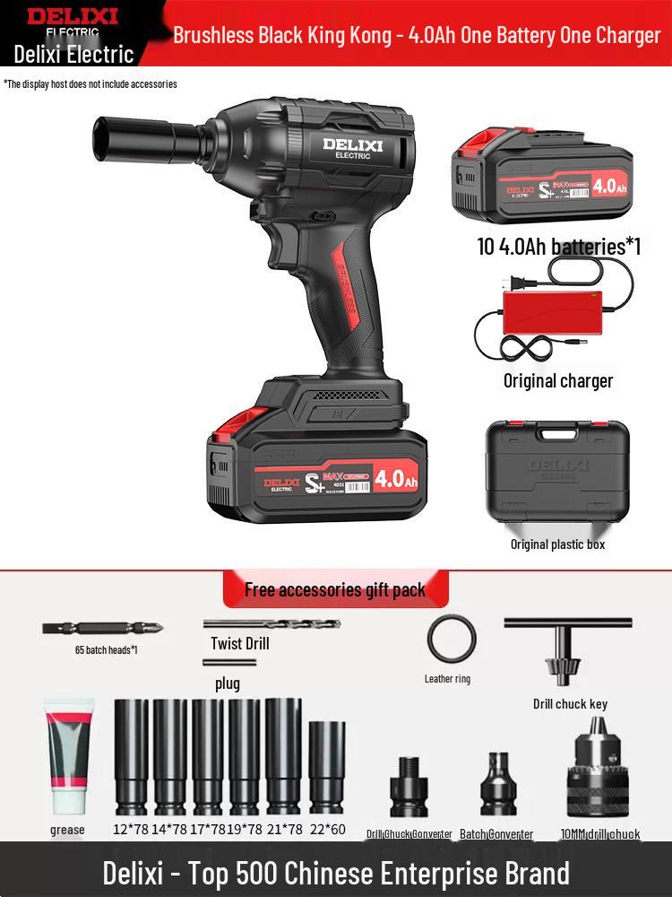 Delixi Brushless High Torque Multi-Tool Set: Electric Wrench and Angle Grinder.