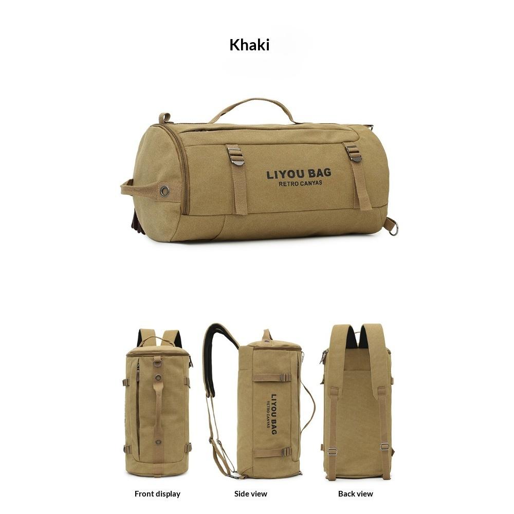 Unisex Cylindrical Travel Backpack,durable Nylon Canvas Luggage Bag,casual Duffle Rucksack for Outdoor Trip and Portable Storage Packing