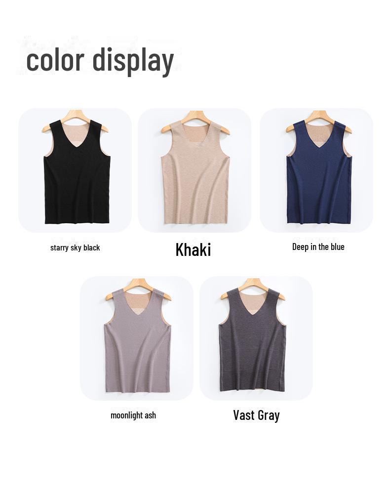 Men's Silk-Cashmere Antibacterial Seamless Warm Vest for Autumn and Winter