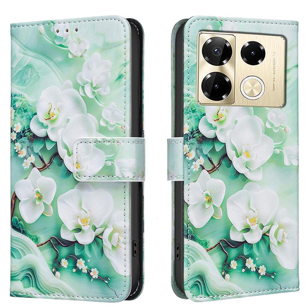 Lederhüllen Blume Schmetterling Bemaltes PU Schutzhülle mit Kartenhalter Magnetverschluss Ständer Für Infinix Note 40/Note 40 Pro