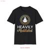 Heavily Meditated T Shirt Yoga Mindfulness Apparel Vintage Washed Versatile Breathable Casual Comfortable Unisex Streetwear
