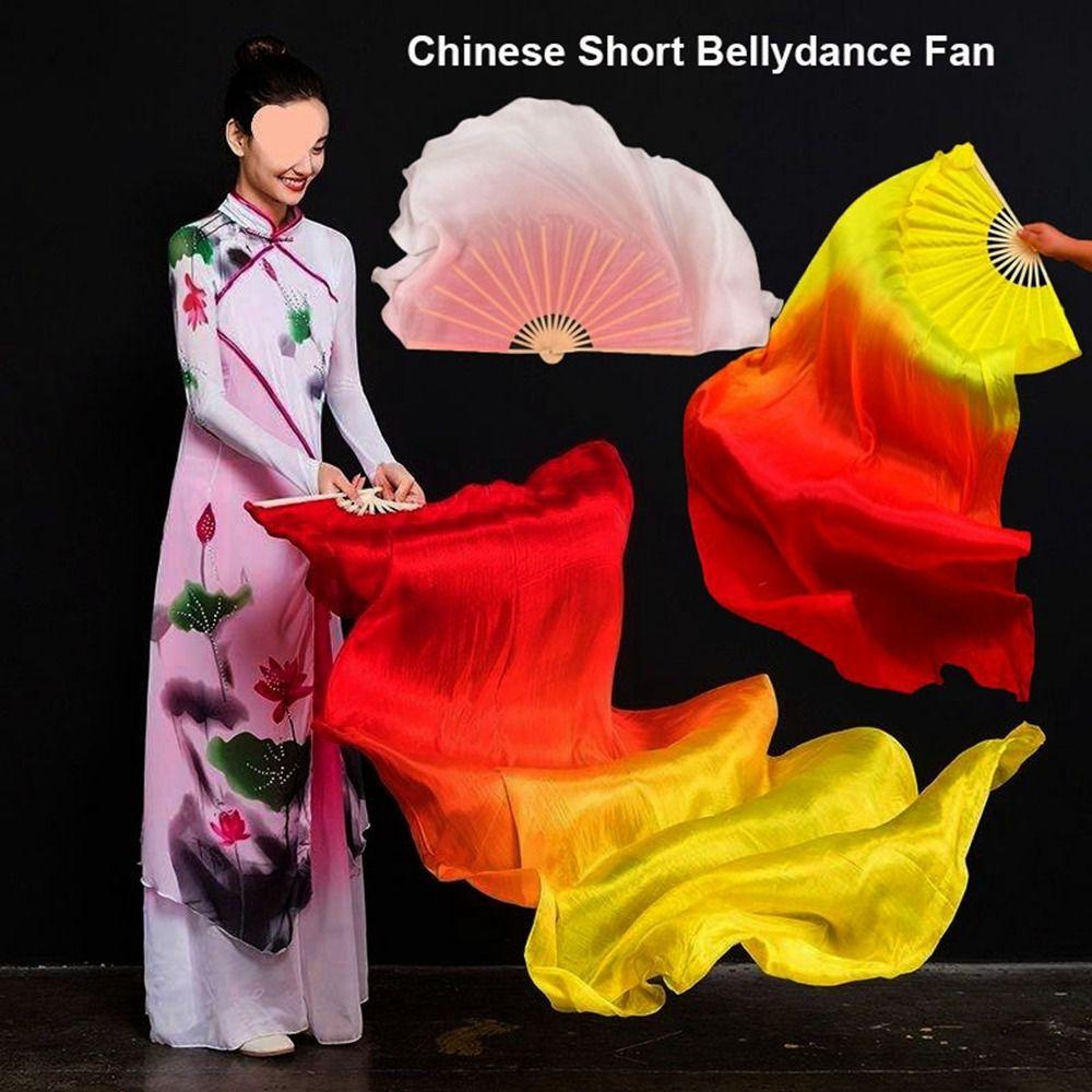 31cm Bamboo Pairs Yangko Dance Bamboo Fans Hand Dye Adults Fan  Kid Women