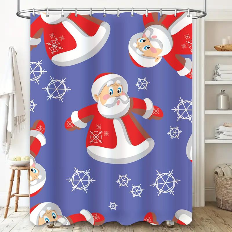 Tu Santa Claus Shower Curtain Christmas Bathroom Decor Festive Holiday Waterproof Fabric Home Decor Gift Idea Festive Xmas Patte
