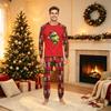 Family Matching Christmas Print Pajama Set, Long Sleeve Neck Top and Pants for Parents and Kids