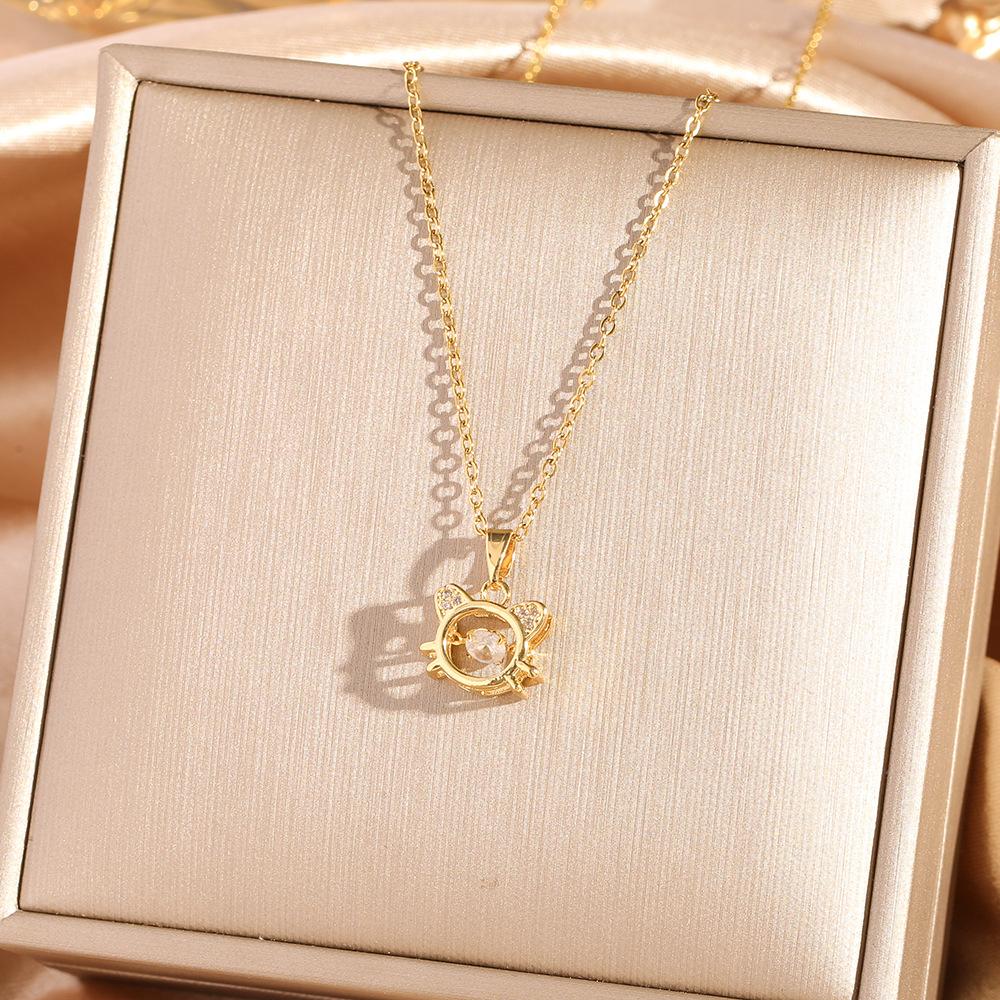 Japan and South Korea Simple Popular Wind Titanium Steel Necklace Female Niche Exquisite Internet Celebrity Zircon Clavicle Chain High-end Jewelry