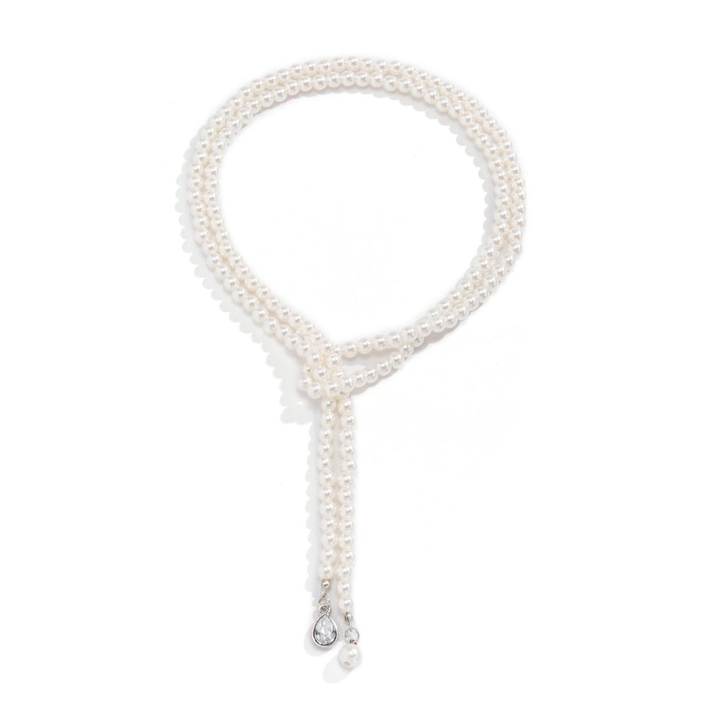 Multilayer Pearl Necklace Vintage Stylish Elegant Layered Jewelry Neck Chain for Women Girls White
