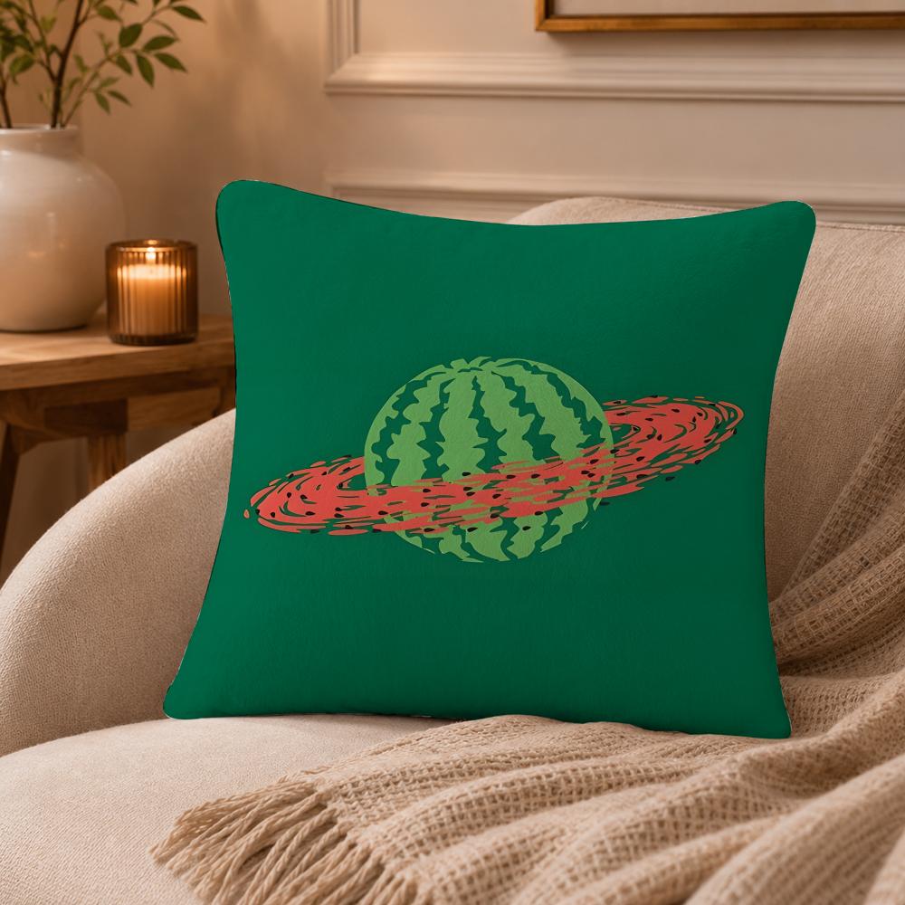 Watermelon Cushion Cover Anti-dustmite Pillowcase Invisible Zipper Silky Short Plush Sofa Cushion Cover