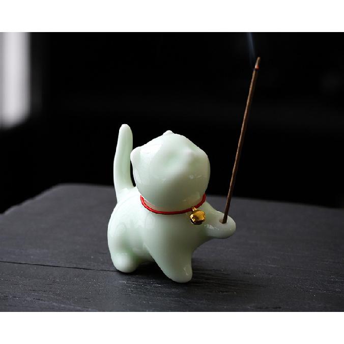 1PCS Cute Incense Burne Mini Lovely Cat Ceramic Decorative Incense Burner Incense Stick Holder Home Decor Gifts-Without Incense 7