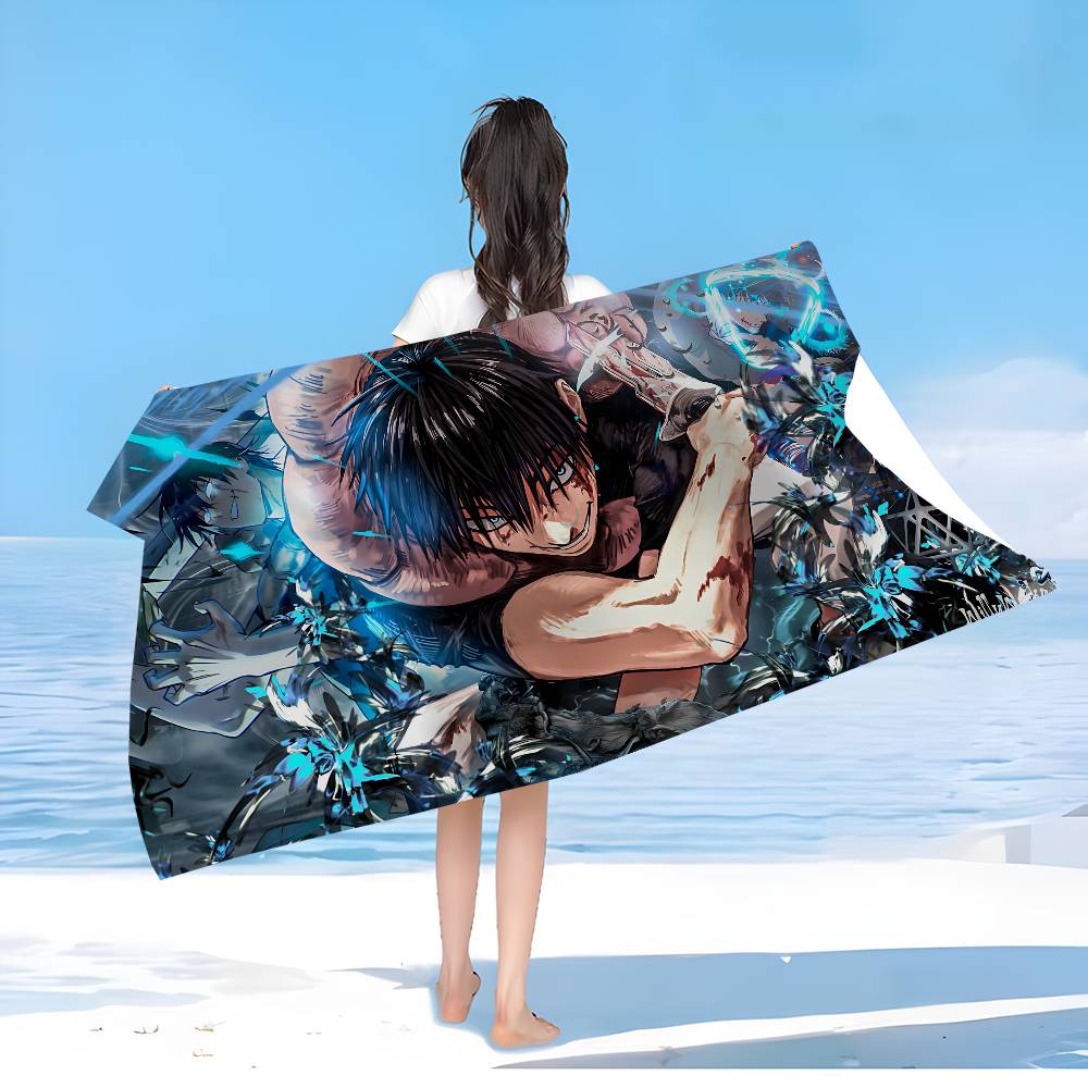 Jujutsu Kaisen Fushiguro Megumi Anime Beach Swimming Towel Soft Absorbent Washcloth Children's Gifts for Kids Travel Camping Gym