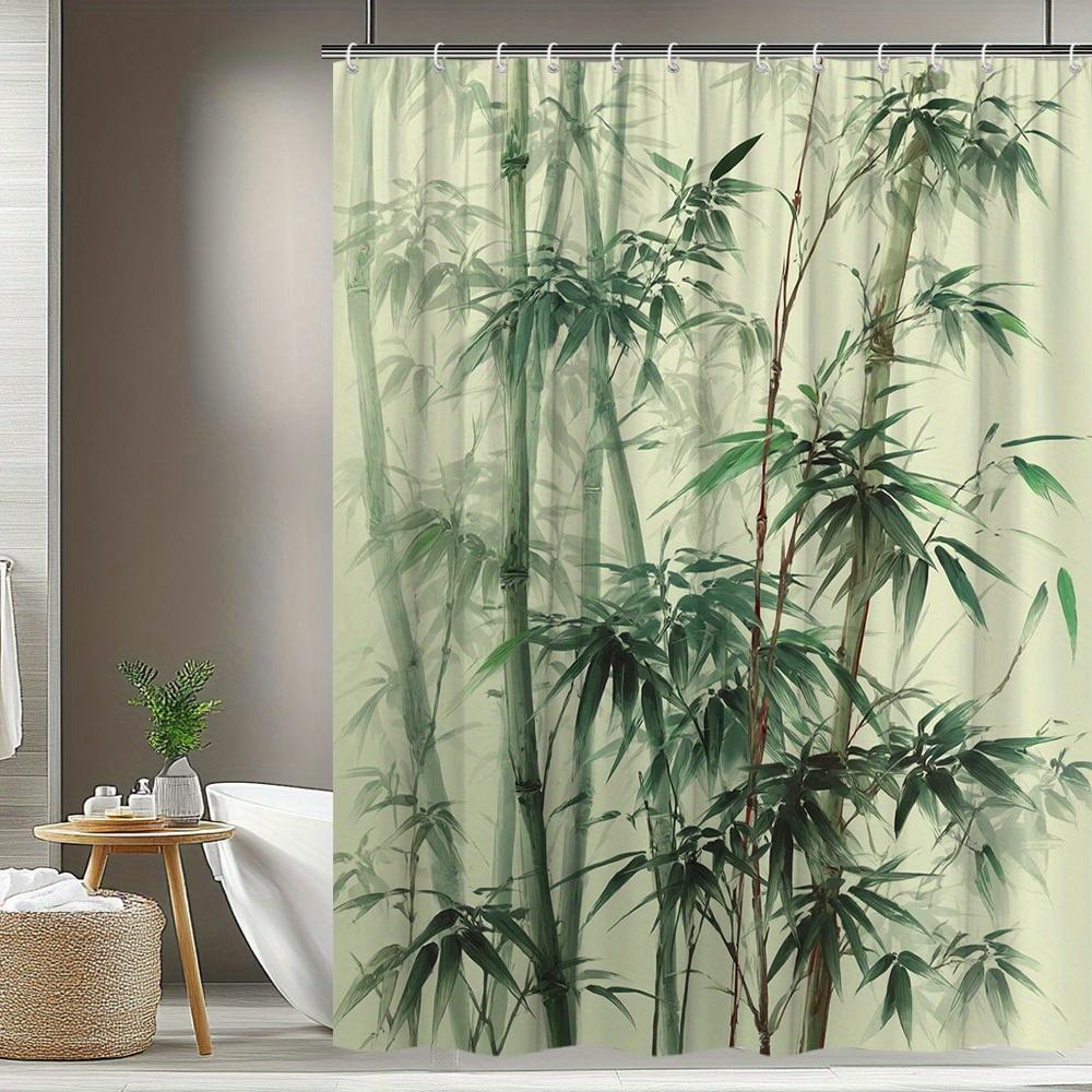 1pc Bamboo Shower Curtain, Fresh Natural Bamboo Forest Bathroom Decor, Polyester Fabric with 12 Hooks, 70. 8x70. 8 Inches