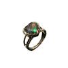 Korean-Japanese Vintage Iridescent Zircon Heart & Wave Adjustable Ring for Women