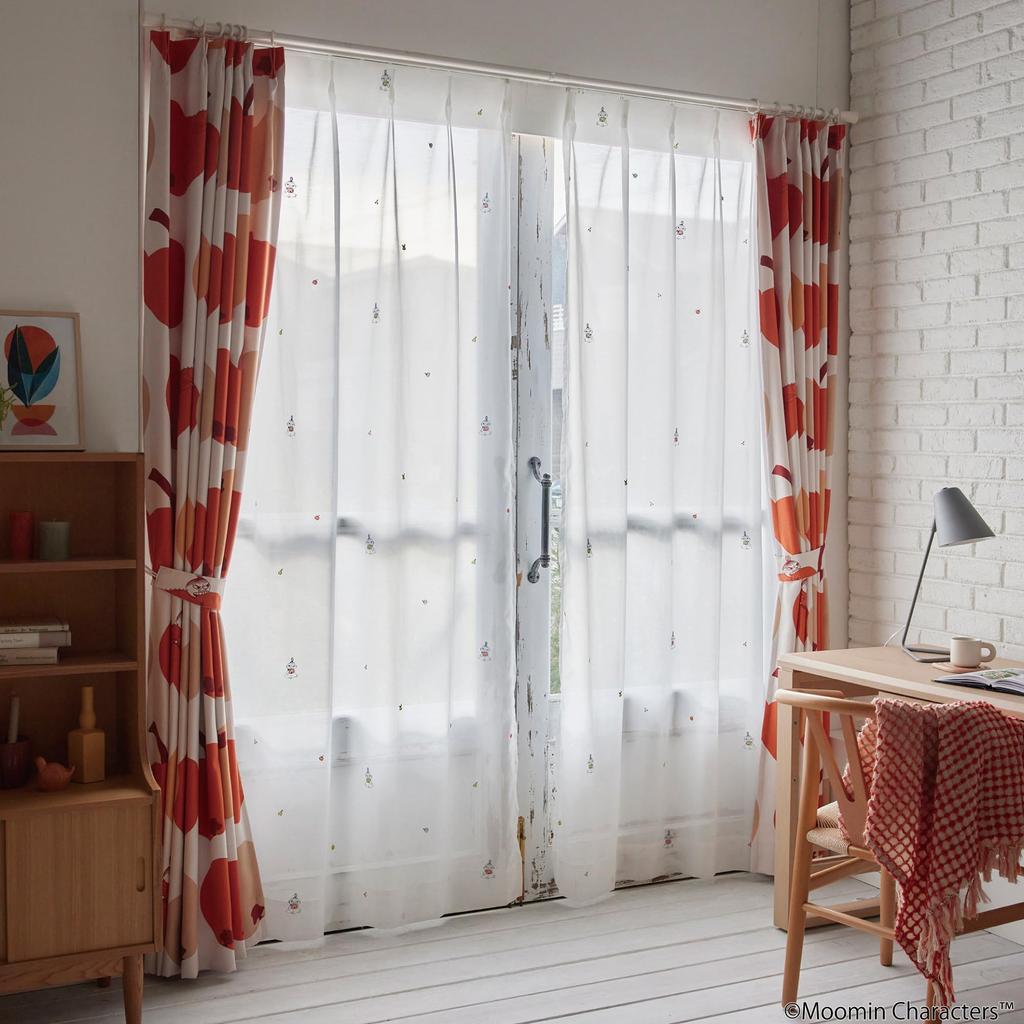 Suminoe MOOMIN Ringo Voile Curtain Sheer 1 Piece 100 X 176cm W Gaburi! 342-74316