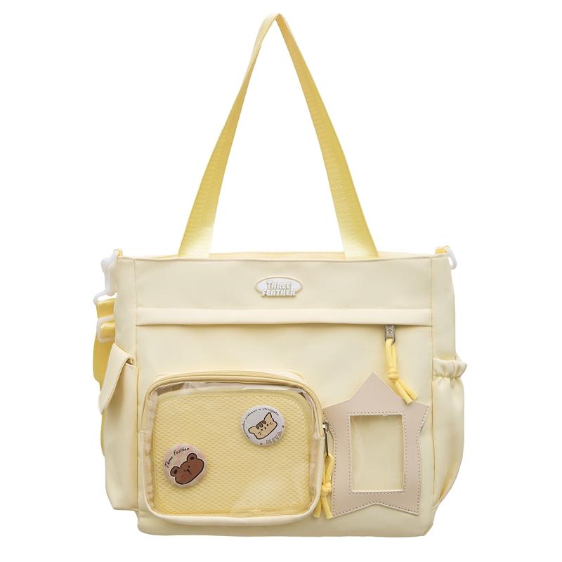 

Большая вместительная женская сумка через плечо, студенческая сумка-тоут, сумка через плечо жёлтый