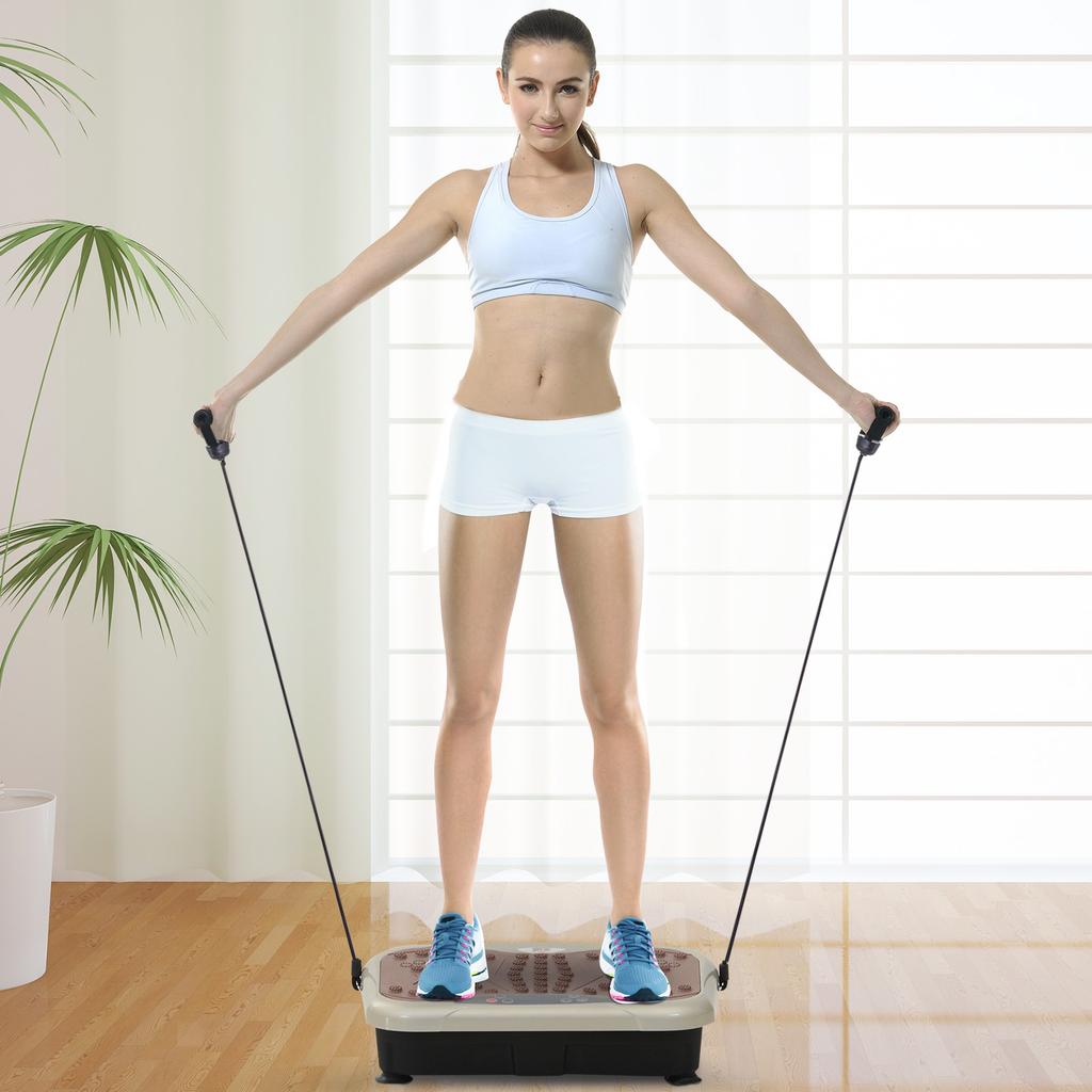 Vibration Plate Exercise Machine, Quiet Vibrating Plate for Weight Loss and Lymphatic Drainage with Resistance Bands, Remote Control, 99 Speed Levels
