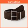 Simple Solid Color Suede Square Buckle Decoration Women Casual Belt