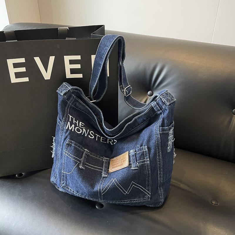 2025 Fashion Literary Denim Bag Fashion Casual Simple Shoulder Bag Messenger Bag Japanese Student Class Bag