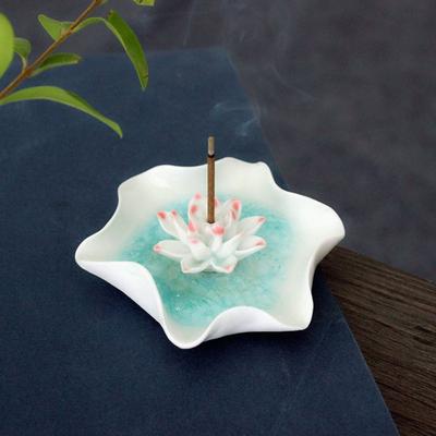 Handgefertigte Keramikkunstwerke Lotus Räucherstäbchenhalter Aromatherapie Brenner Sandelholz Räucherstäbchenhalter für Wohnzimmer Heimdekoration