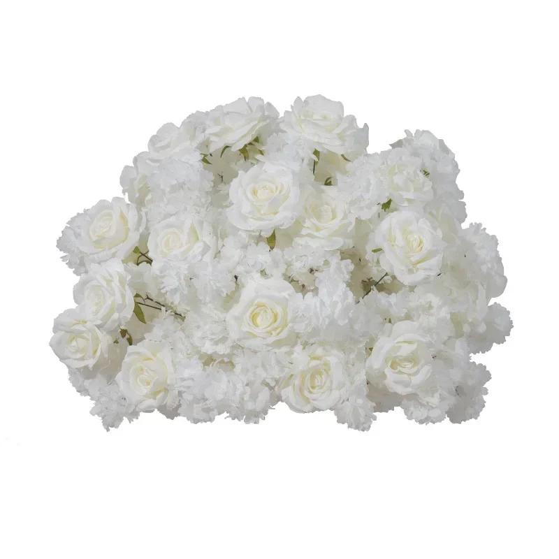 Cuatomized Size Artificial White Rose cherry blossom Large Flower Ball Table Centerpieces Wedding Decor Road Lead Flower Ball