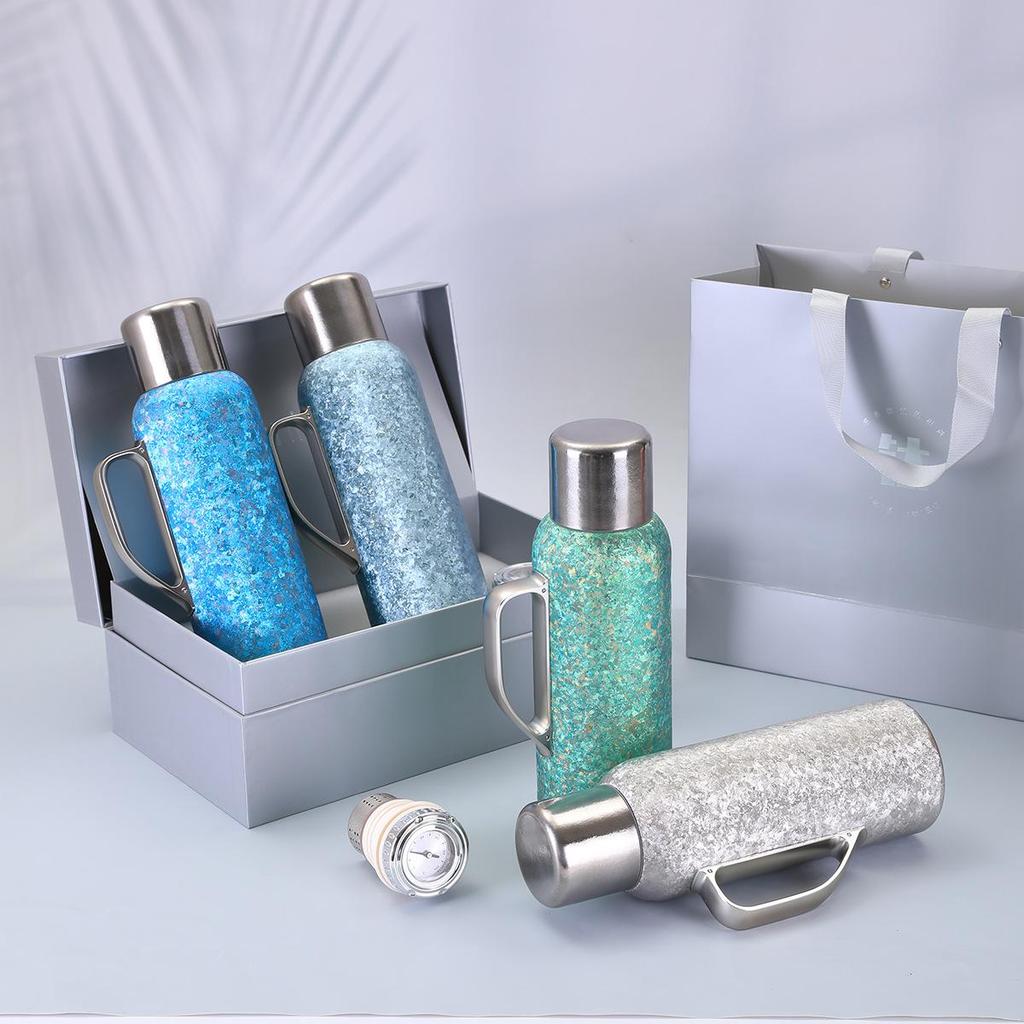 Pure Titanium Insulated Kettle with Thermometer & Titanium Handle for Office and Home