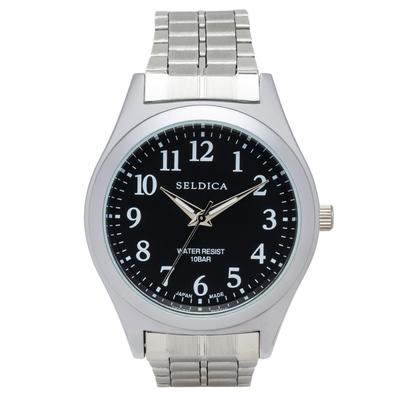 Klefer Serdica Analog Black Metal Japanese Silver Watch, Dial, Strap, Movement, SD-AM330-BKS, Men's,