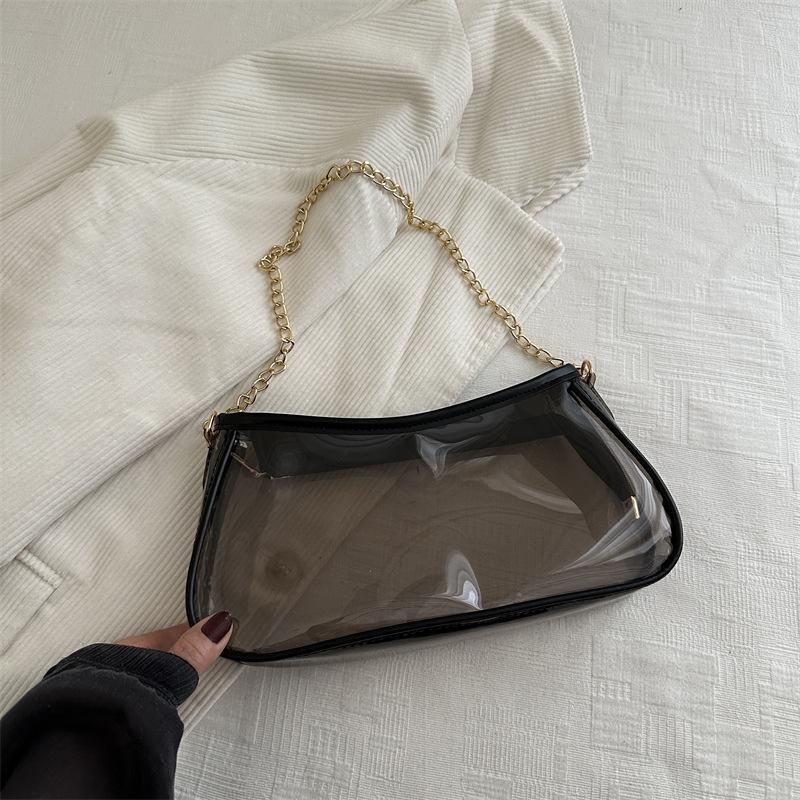 Retro design, foreign style, fashionable spring new one-shoulder messenger chain, small square bag, transparent bag, high value for women