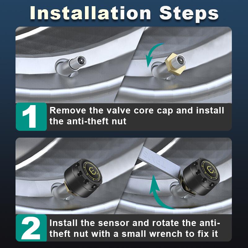 Auto TPMS Reifendruckkontrollsystem Bluetooth 5.0 Handy-Anzeige Motorrad Auto Reifendrucksensor für lOS Android