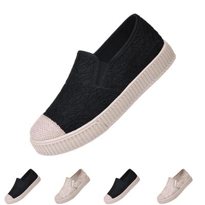 Ladies' Hollowed Out Embroidered Mesh Canvas Soft Sole Cushioned Walking Shoes
