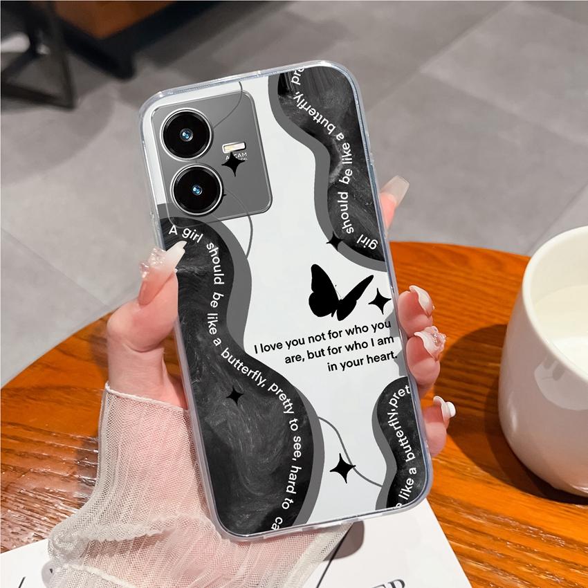 For Vivo Y22S Y27 Y33 Y36 Y37 Y35 Phone Bags Beautiful Flower Pattern Camera Protection Transparent Silicone Anti Drop Protective Shell For Vivo Cover