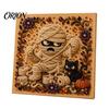 Cozy Seasonal Wall Display Halloween Faux Pearl Art Kit, Cute Ghost Skeleton Painting Whimsical And Pumpkin DIY 3D Craft Kit for Adults, Fall