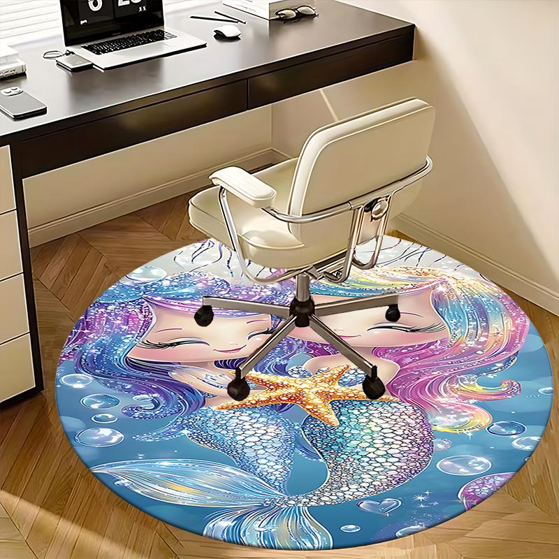 Mermaid Tail Chair Mat - Round Carpet for Home Decor