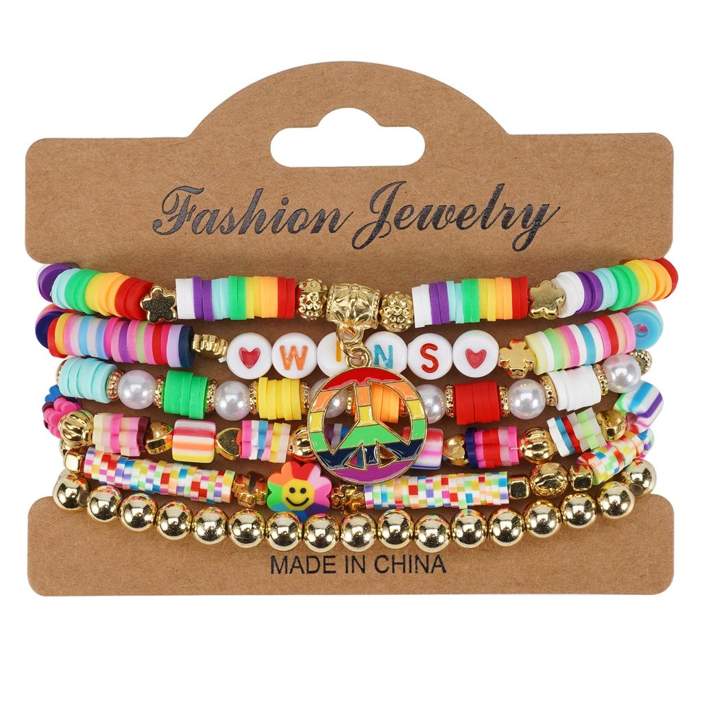 LGBT Pride Bracelet for Bisexual Lesbian Gay Allies Love Wins Rainbow Beaded Clay Elastic Stackable Stretch Bracelets