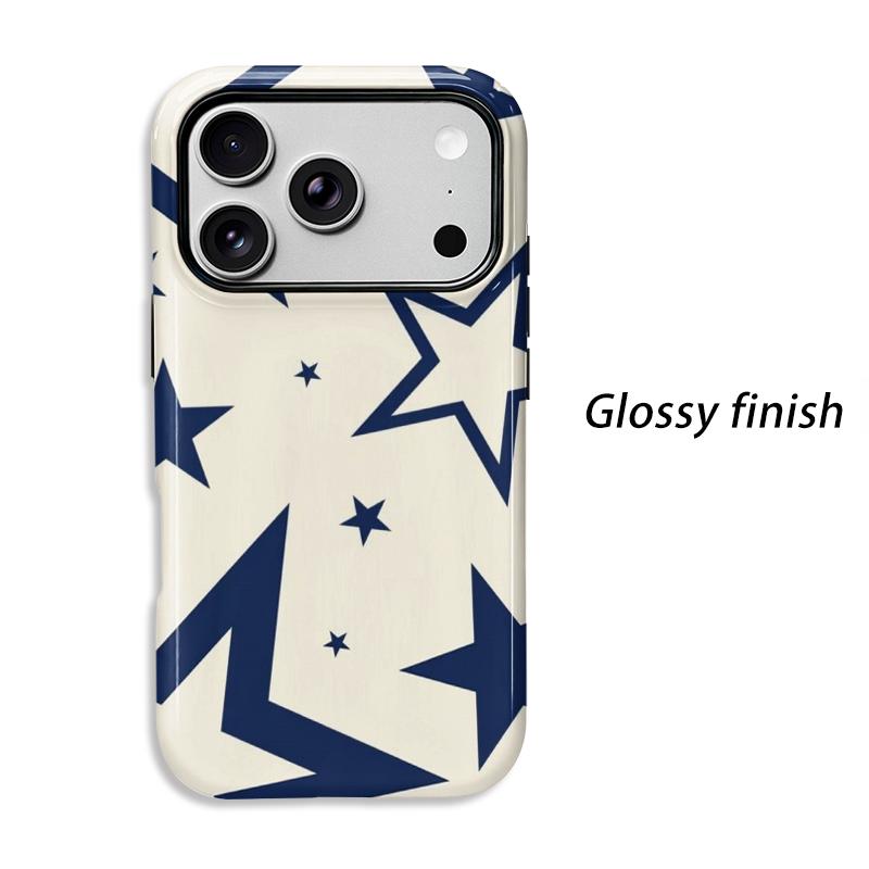 Abstract Navy Oversized Star Modern Geometric Art Protective Shockproof Film Aesthetic Bumper Phone Case Cover For iPhone 14 15 16 Pro Max Plus