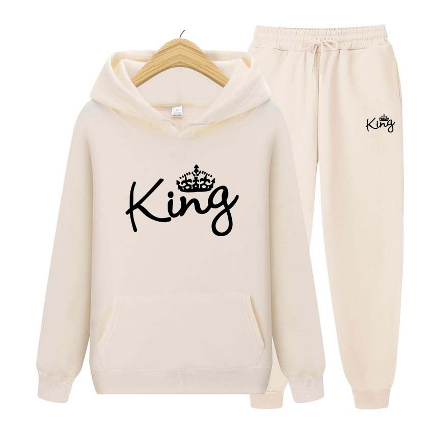 Men Tracksuits Set Spring Autumn King Print Sweatshirt Long Sleeve Hoodie Set Men Womens Hoodies Pants Clothes