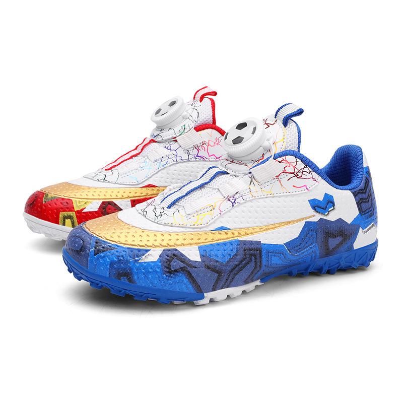 

Новые детские футбольные бутсы с вращающейся пряжкой для тренировок сломанного ногтя, для девочек и мальчиков, для учащихся начальной школы, игровые тренировочные бутсы 38