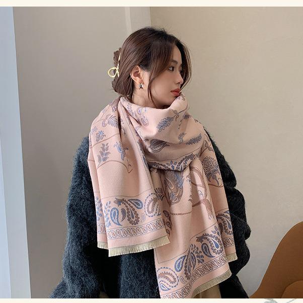 Bluebird Yifei Imitation Cashmere Scarf: Women's Autumn/Winter Warm Double-Sided Shawl and Neck Warmer for Office and Air-Conditioned Rooms