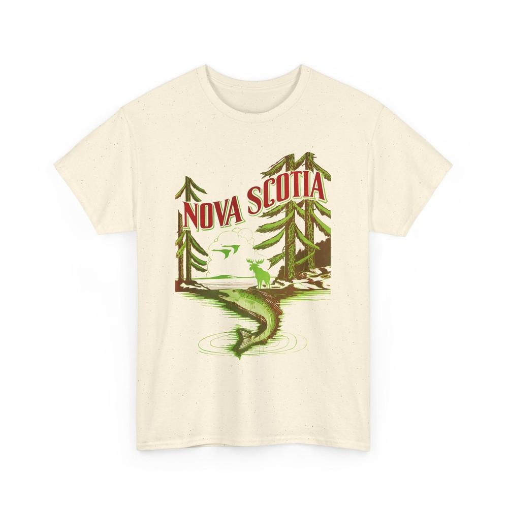 

vintage tourism advertisement for nova scotia reproduction tshirt 3XL
