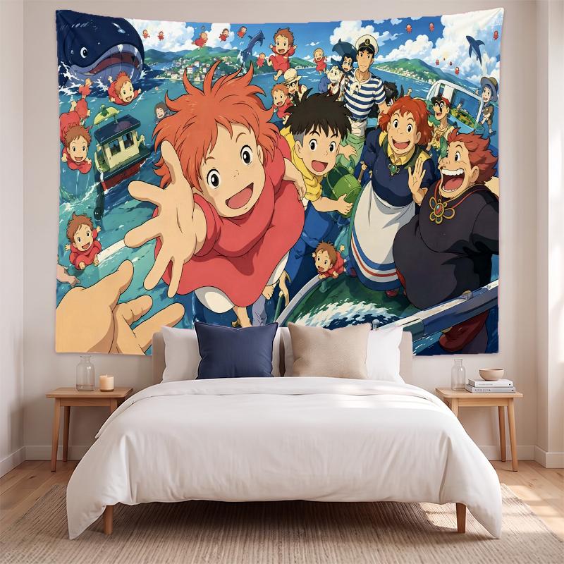 Ponyo (28) Meno kūrinio sieninis gobelenas namų miegamojo svetainės dekoravimui Puiki dovanos idėja