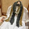 Literature and Art, Fresh and Retro, Gradual Change of Color, Long Cotton and Linen Scarf, Shawl, Foreign Style, Versatile Folds, Multi-colored Scarf