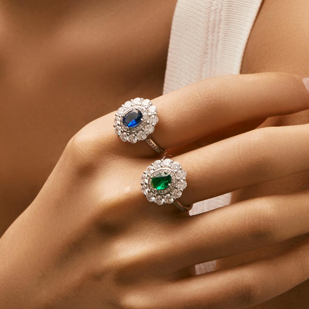 Luxus 925 Sterling Silber Funkelnder Ovaler Zirkonia Charm-Ring Klassischer Cocktailparty Schmuck Für Frauen Geschenk
