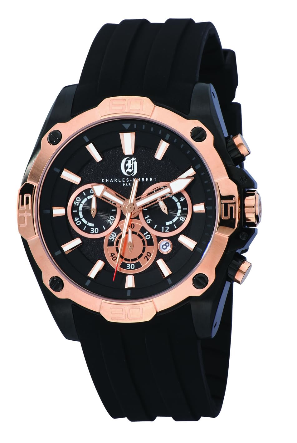 

Charles Hubert, Paris Chronograph Date Watch 3985-B Men s Black