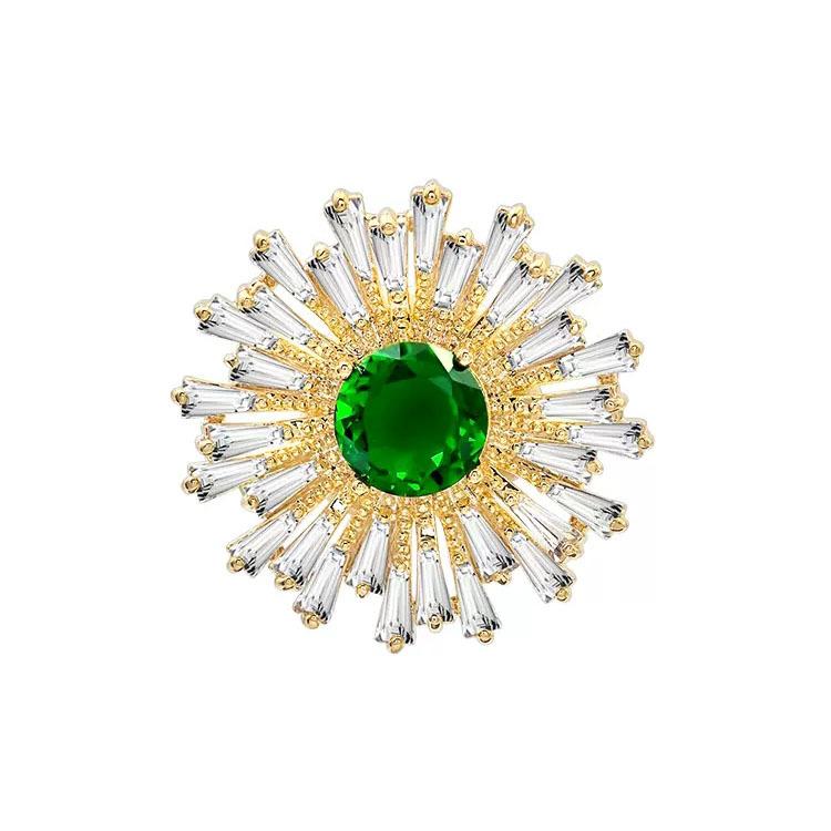 National Sunflower Brooch Women'S Niche Design Sense Crystal Brooch Creative Versatile Anti-Light Pin Suit Accessories