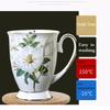 Light Luxury Ceramic Tea Mug 300ml - Fine Porcelain Bone China Coffee Mug with Gold Trim, Camelia Floral Vintage Tea Cups with Handle,1pc