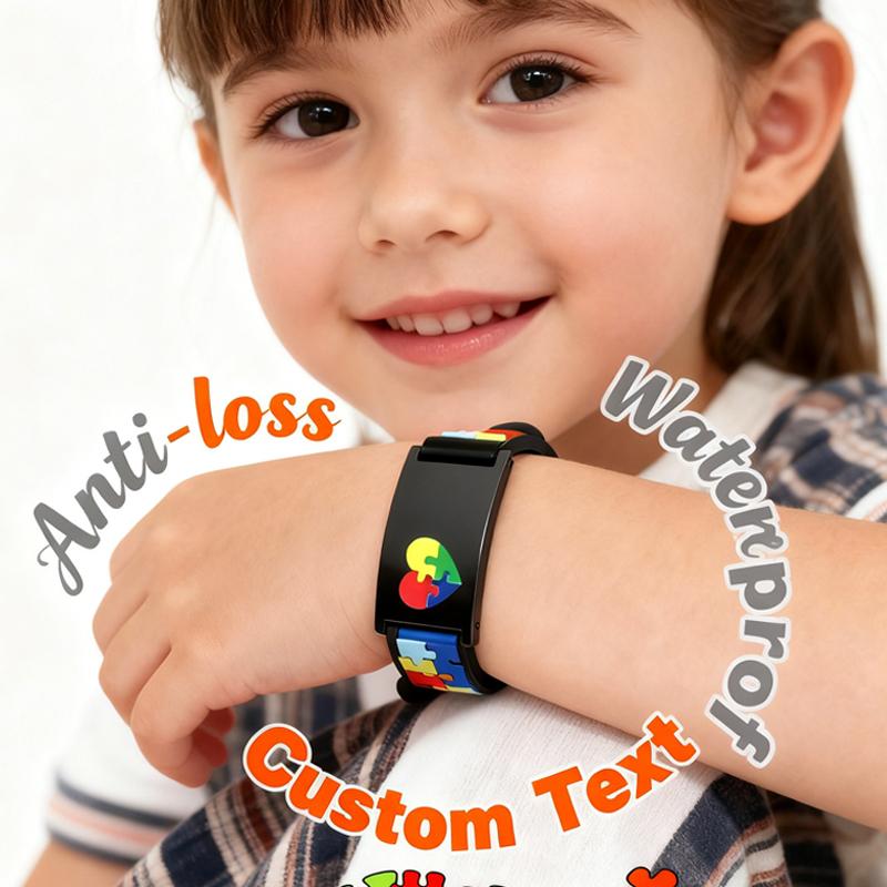 Gratis Gepersonaliseerde Autisme Medische Alert ID Armband Voor Kind Kinderen, 0-7 Jaar Op Maat Anti-verlies Armband Siliconen Polsband